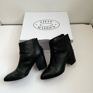 Steve Madden Julianne Black Croc Heeled Boots